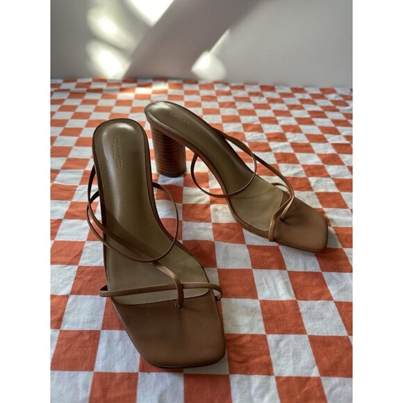 Tony Bianco Ruby Mule Heels Tan Brown Leather - Picture 3 of 4
